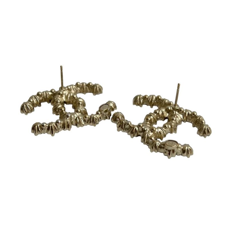 Chanel Coco Mark Metal Rhinestone Earrings Accessories 19AA — view 6