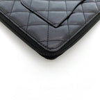 Chanel Round Zipper Long Wallet Black Cambon — view 5