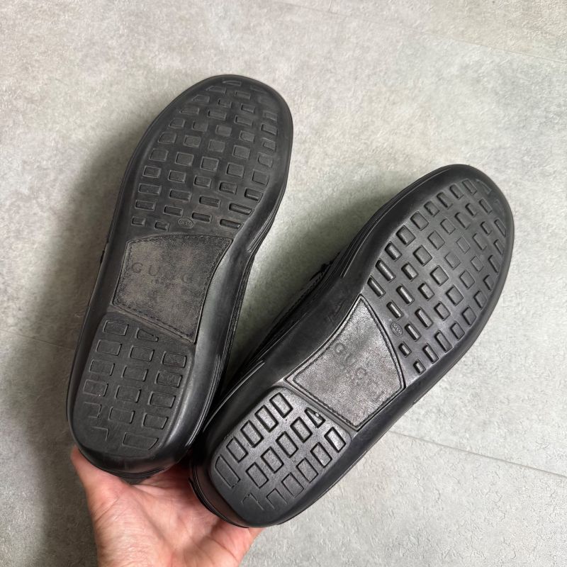 Gucci Horsebit Loafer Driving Shoes Black Gold 41 1 2 M Leather — view 8