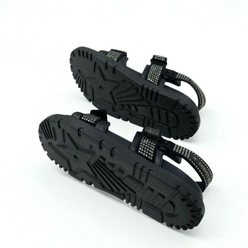 Christian Dior Sandals Shoes Lambskin Black Logo Rhinestone Velcro Strap Sports — view 6