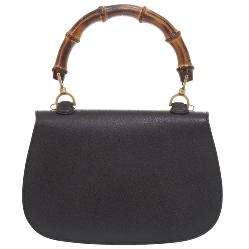 Gucci 2-Way Bamboo 000 1364 0633 Leather Black Handbag 0733 — view 2