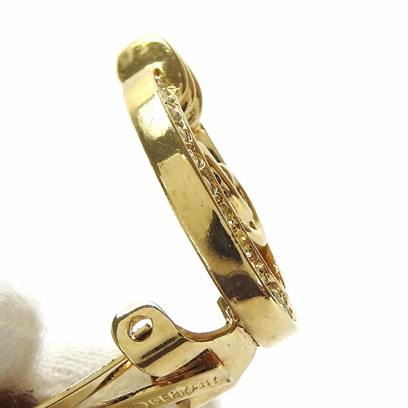 Christian Dior Earrings Gold CD Logo GP Plated Rhinestone Accessories — view 5