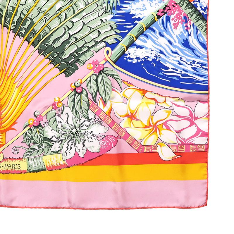 Hermes Rectangle Aloha Pink 100% Silk Scarf Large Accessory — view 6