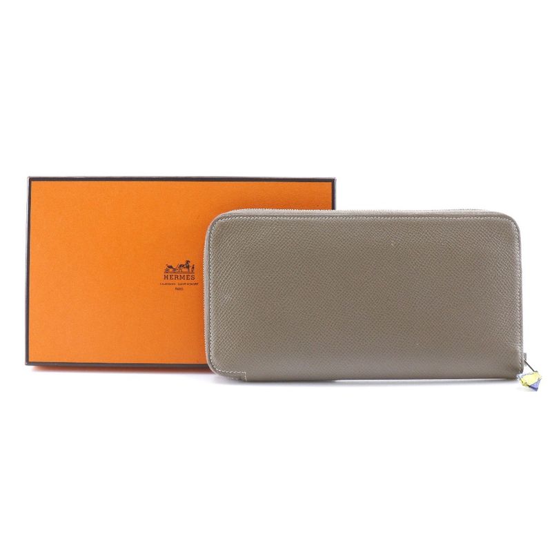 Hermes Azap Long Silk-in Vaux-epson Etoupe Brown R Wallet — view 9
