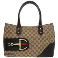 Gucci Horsebit Tote Sherry Line Gold GG Canvas Leather