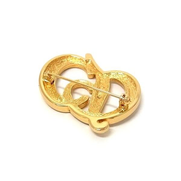 Dior Vintage Rhinestone Pin Brooch Pin Badge Gold — view 2
