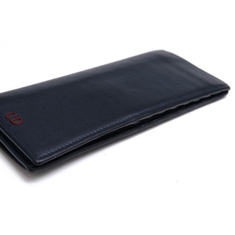 Dior Homme Long Wallet Men Leather Navy Blue CD Logo with Coin — view 4