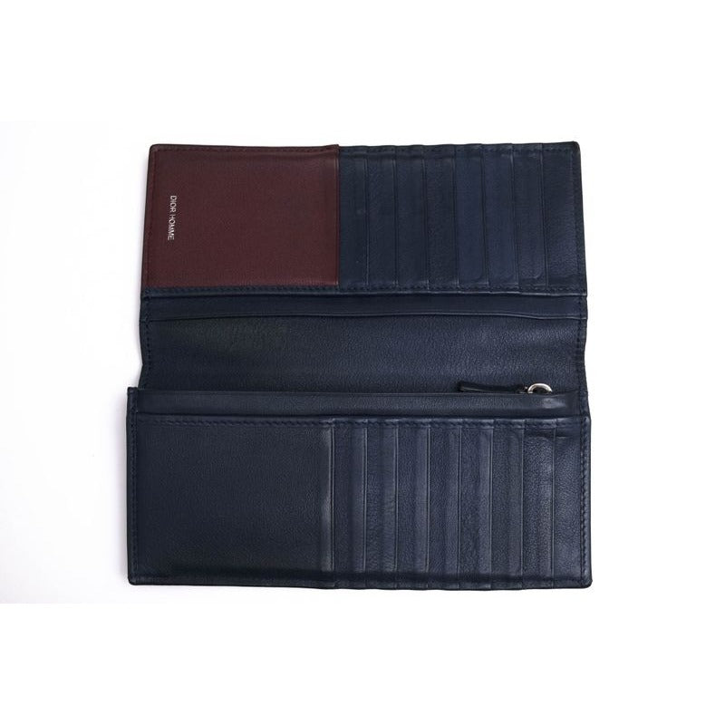Dior Homme Long Wallet Men Leather Navy Blue CD Logo with Coin — view 6