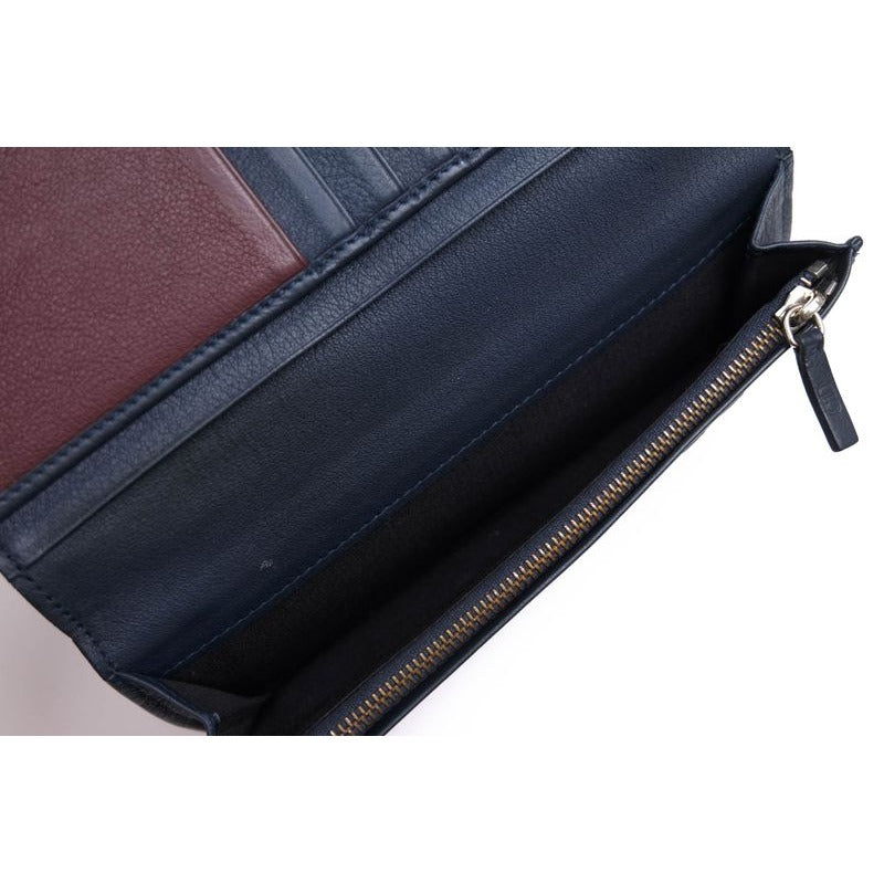Dior Homme Long Wallet Men Leather Navy Blue CD Logo with Coin — view 8