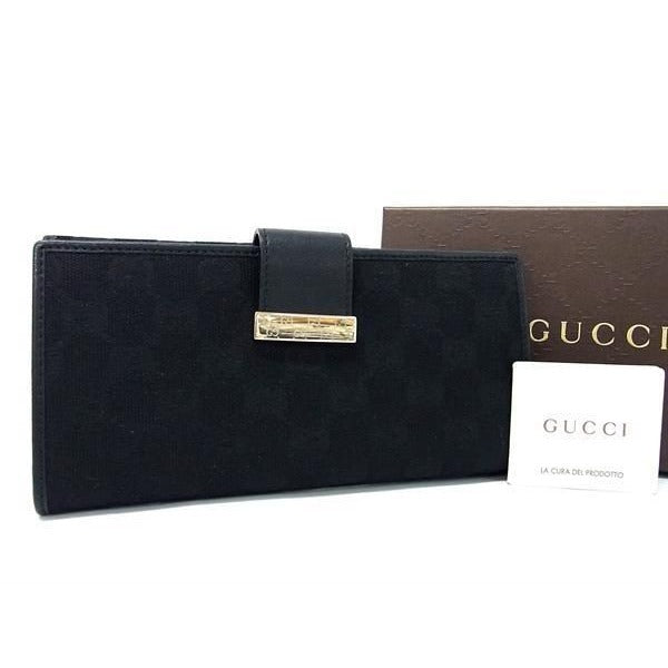 Gucci GG Pattern Canvas Folded Long Wallet Coin Purse