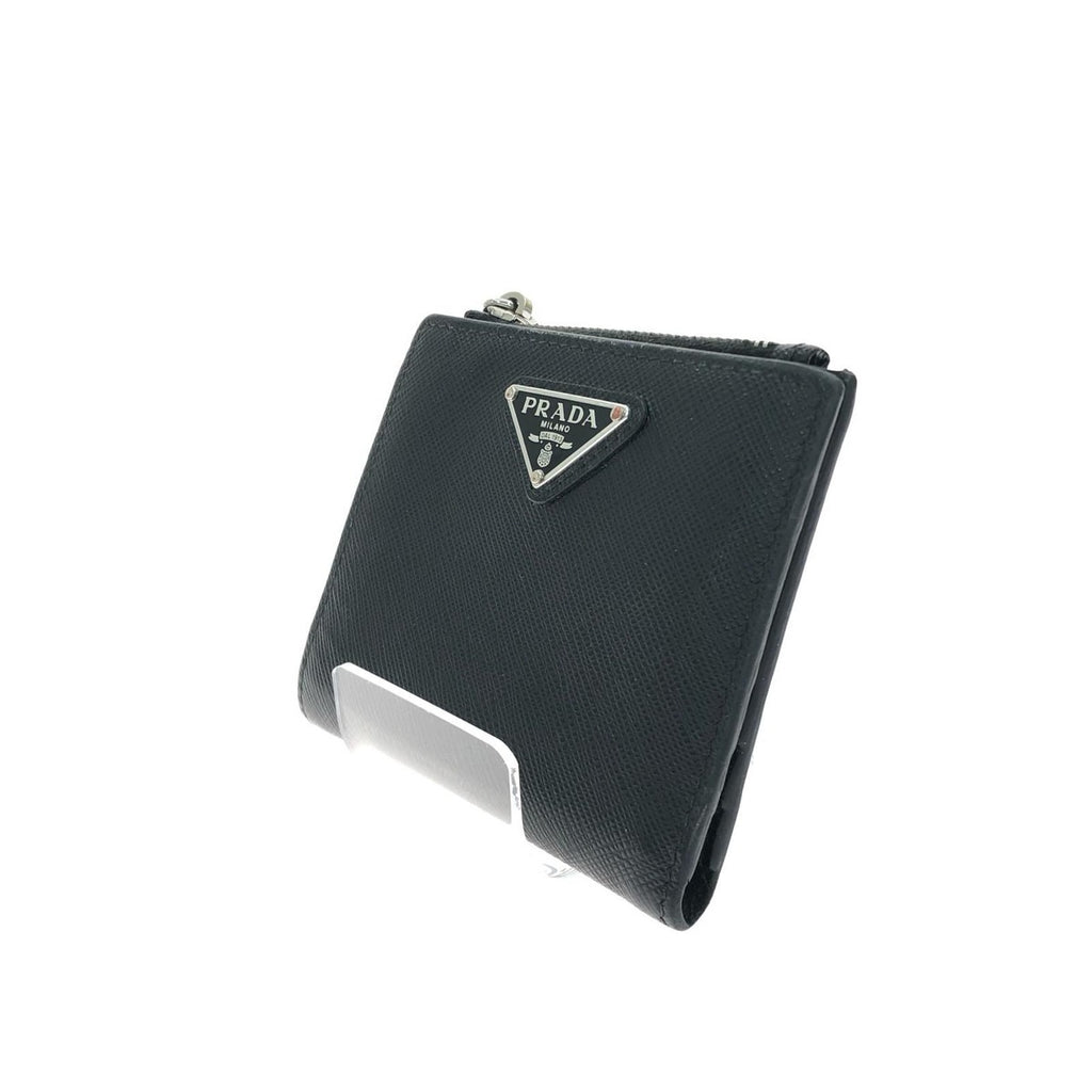 Prada Bifold Wallet Saffiano Triangle Compact Black — view 3
