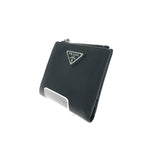 Prada Bifold Wallet Saffiano Triangle Compact Black — view 3