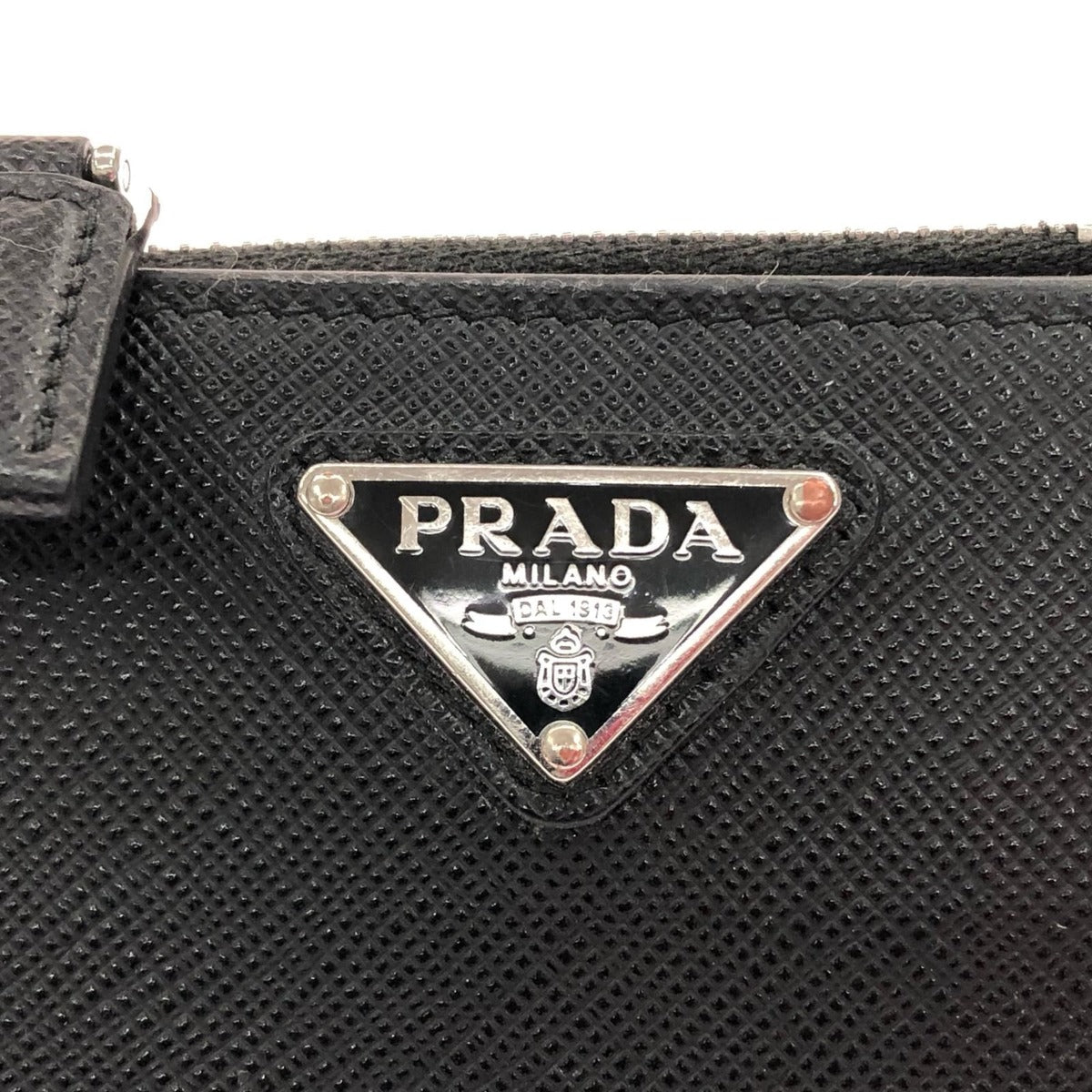 Prada Bifold Wallet Saffiano Triangle Compact Black — view 8