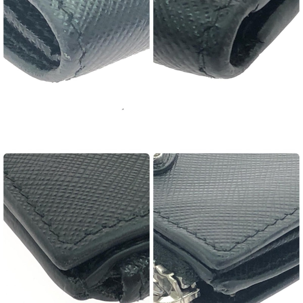 Prada Bifold Wallet Saffiano Triangle Compact Black — view 9