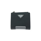 Prada Bifold Wallet Saffiano Triangle Compact Black