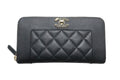 Chanel Quilted Boy Caviar Leather Zip Around Wallet