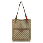 Gucci Vintage Sherry Line Beige GG Supreme Canvas Tote Shoulder Bag