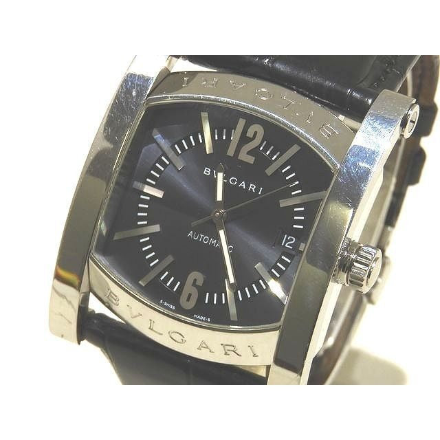 Bvlgari Ashoma Automatic Watch Date Silver Ss Black Dial Cles
