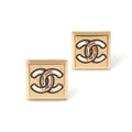 Chanel Earrings Gold Black CC Logo