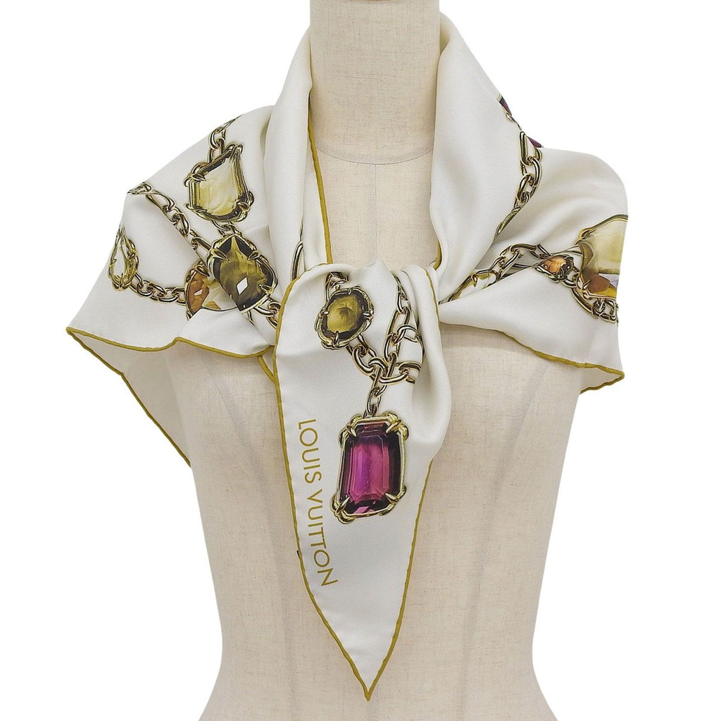 Louis Vuitton Heirloom Monogram Triangle Silk Scarf White 90 — view 2