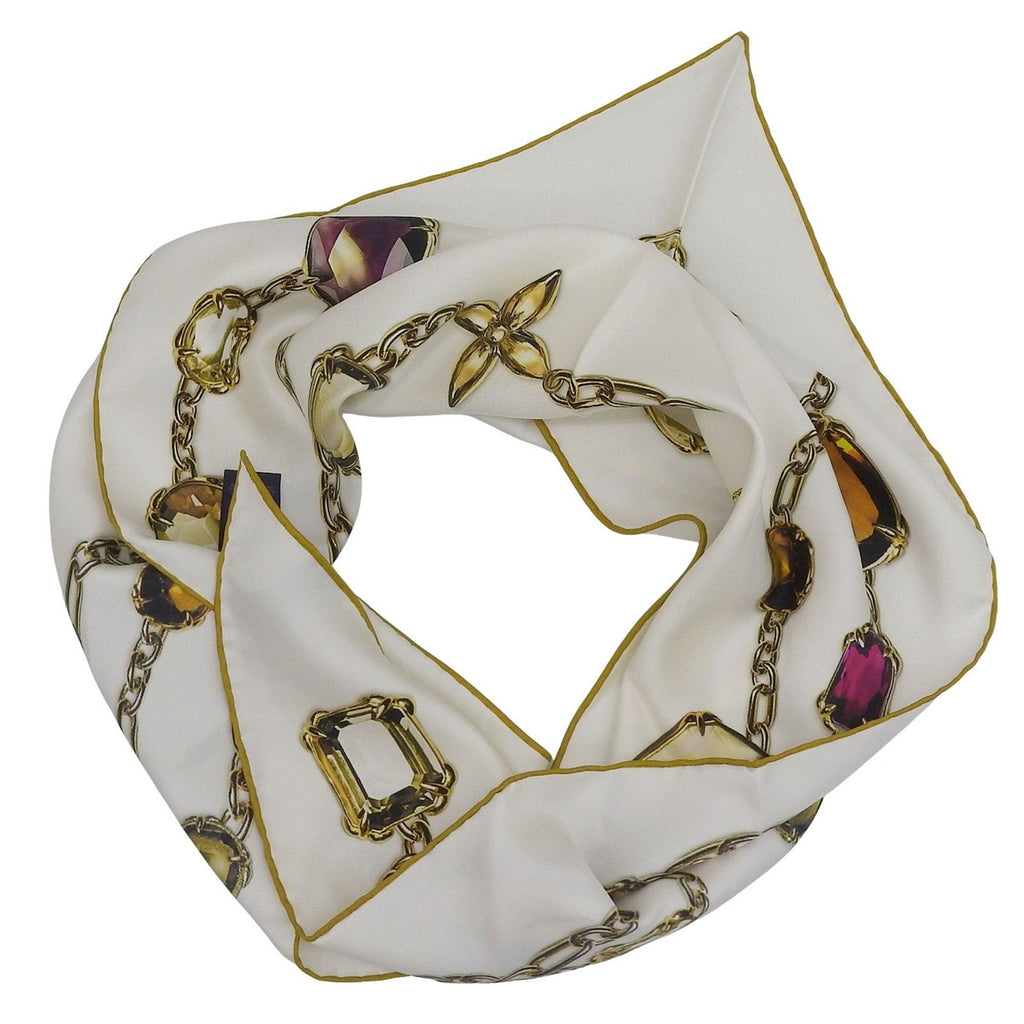 Louis Vuitton Heirloom Monogram Triangle Silk Scarf White 90 — view 3