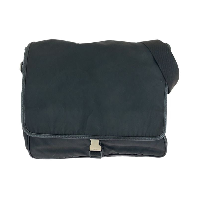 Prada Tessuto Triangle Logo Plate Black Silver Hardware V166 Shoulder Bag — view 2