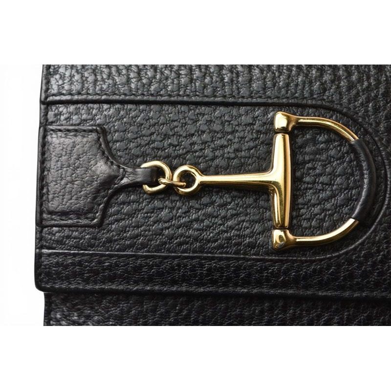 Gucci Wallet Trifold Horsebit Black Leather Compact — view 4