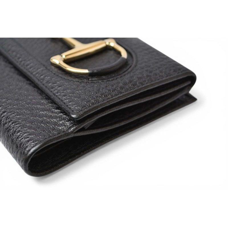 Gucci Wallet Trifold Horsebit Black Leather Compact — view 5