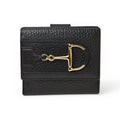 Gucci Wallet Trifold Horsebit Black Leather Compact