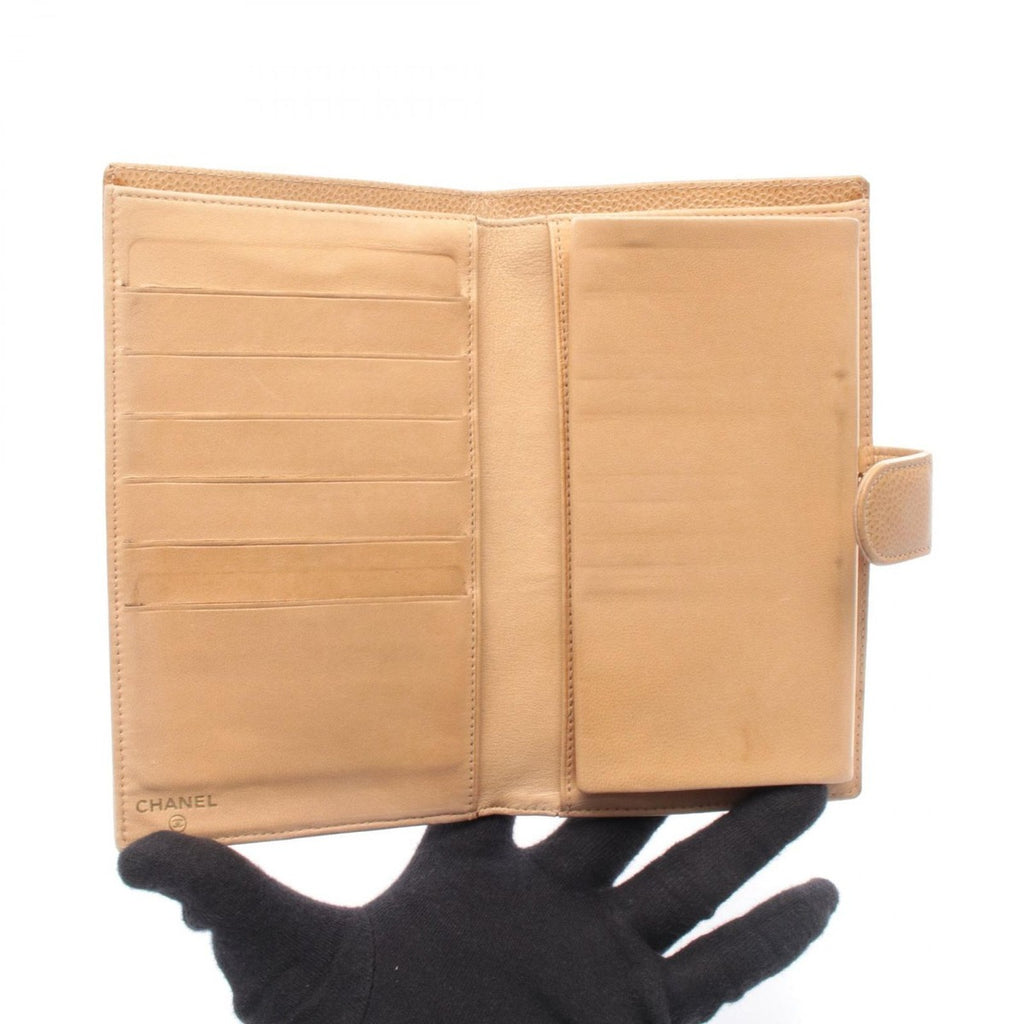 Chanel Bifold Wallet CC Logo Beige Leather Long Mouth — view 3