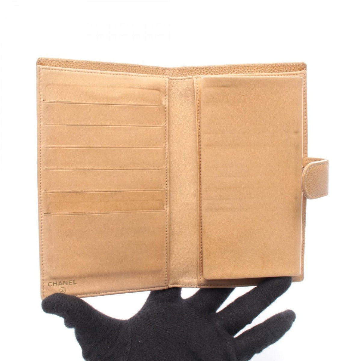Chanel Bifold Wallet CC Logo Beige Leather Long Mouth — view 3