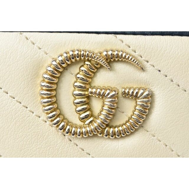 Gucci Wallet Long GG Marmont Quilted Leather White Navy — view 3