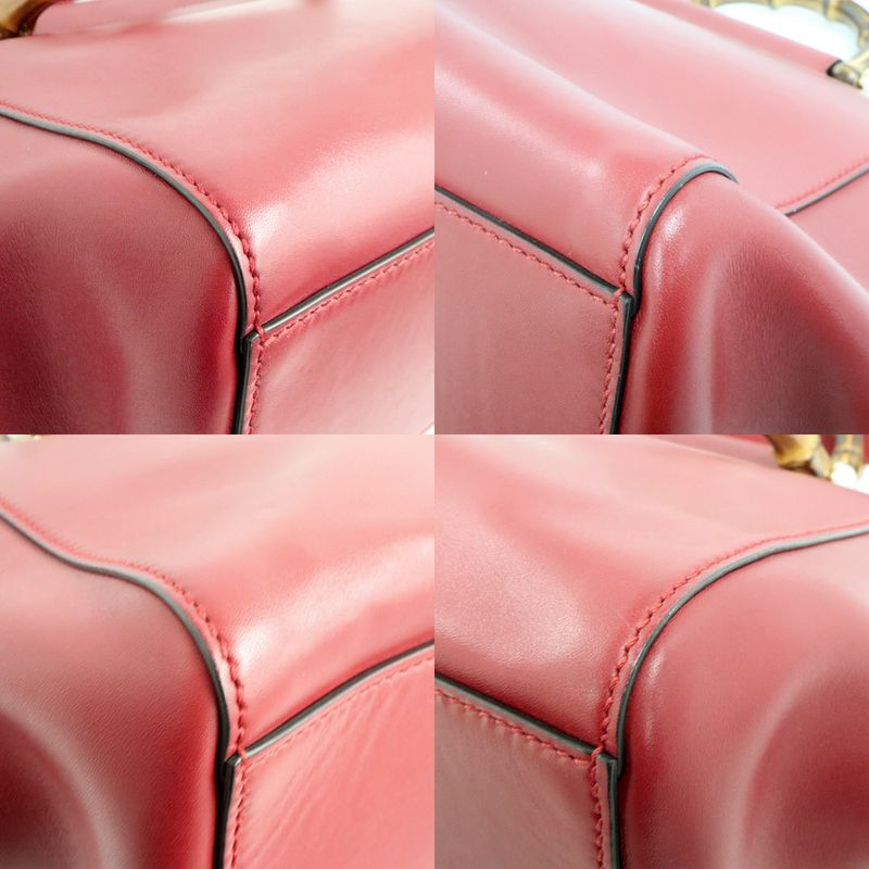 Gucci Bamboo Nimfair Small 2-Way Handbag Red Leather — view 9