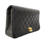 Chanel Shoulder Bag Quilted Lambskin Black Gold — view 2