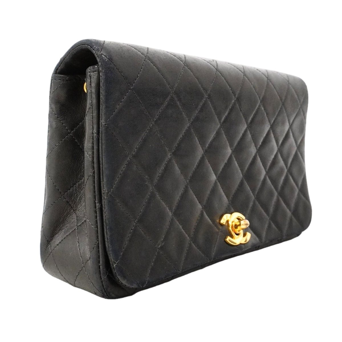 Chanel Shoulder Bag Quilted Lambskin Black Gold — view 2