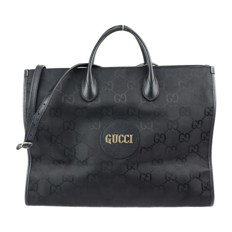 Gucci Off The Grid Tote Bag Nylon Leather Black GG