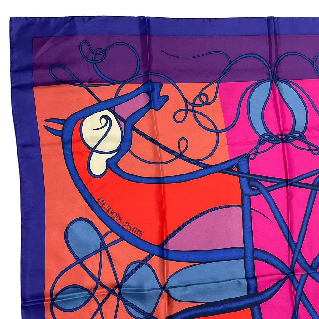 Hermes Carre 140 Scarf Silk Large Coup de Fouet Whip Purple — view 3