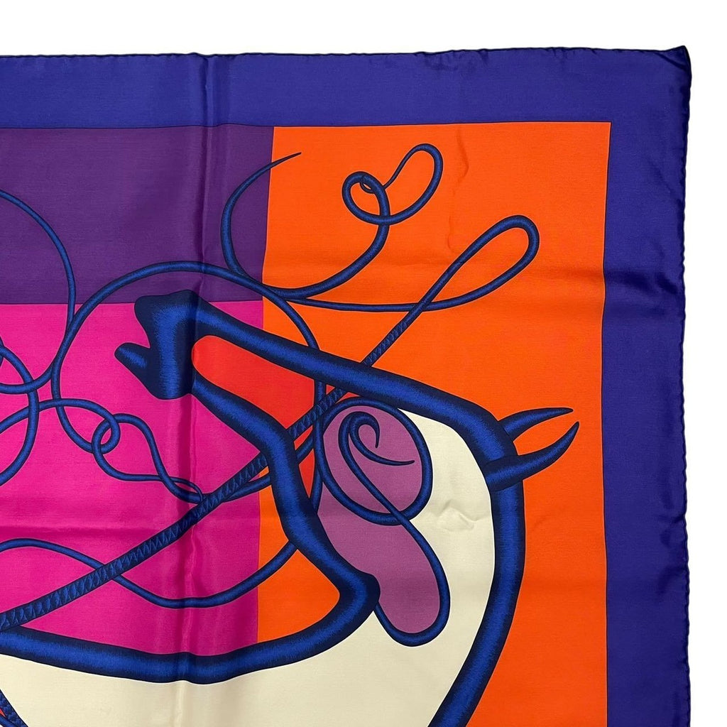 Hermes Carre 140 Scarf Silk Large Coup de Fouet Whip Purple — view 4