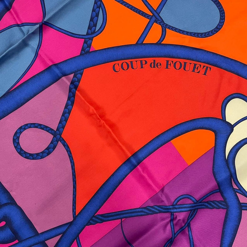 Hermes Carre 140 Scarf Silk Large Coup de Fouet Whip Purple — view 9