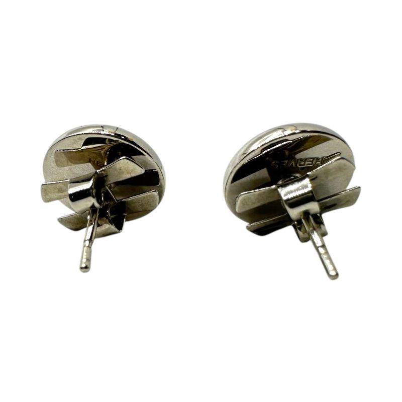 Hermes Eclipse Pierced Earrings Silver and White on Both Ears — view 6