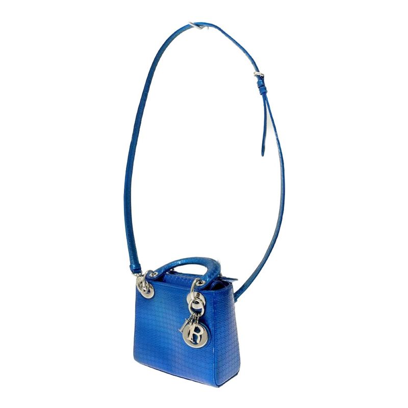 Dior Lady Metallic Shoulder Bag Blue — view 3