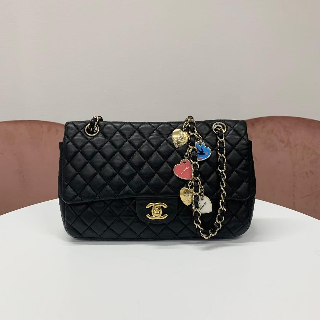 Chanel Coco Mark Quilted Lambskin Double Chain Shoulder Bag — view 2