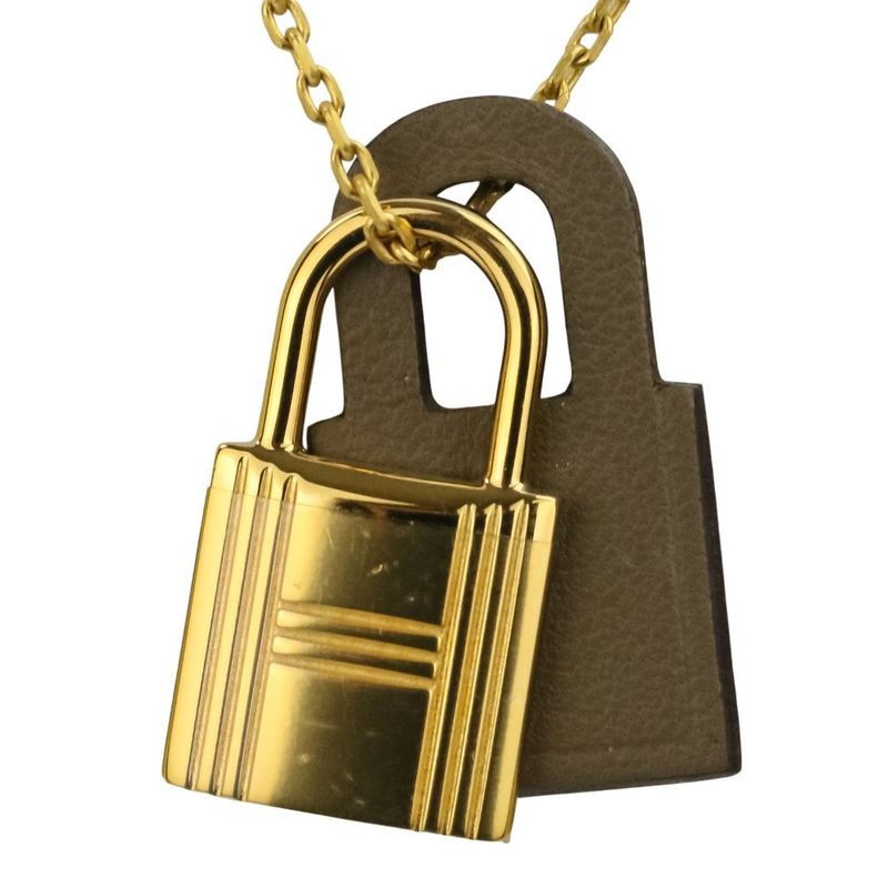 Hermes Eau Kelly Pendant Necklace Etoupe Gold Color — view 2