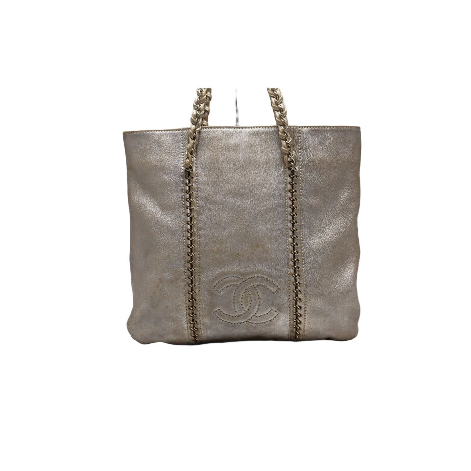 Chanel 10 Line CC Logo Gold Leather Tote