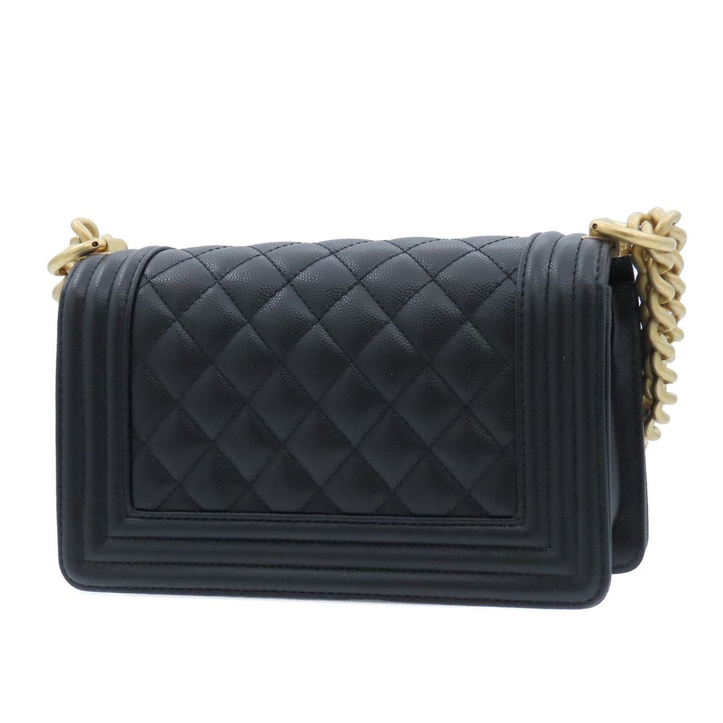Chanel Boy Black Gold Caviar Leather 20 Small Chain Shoulder Bag — view 2