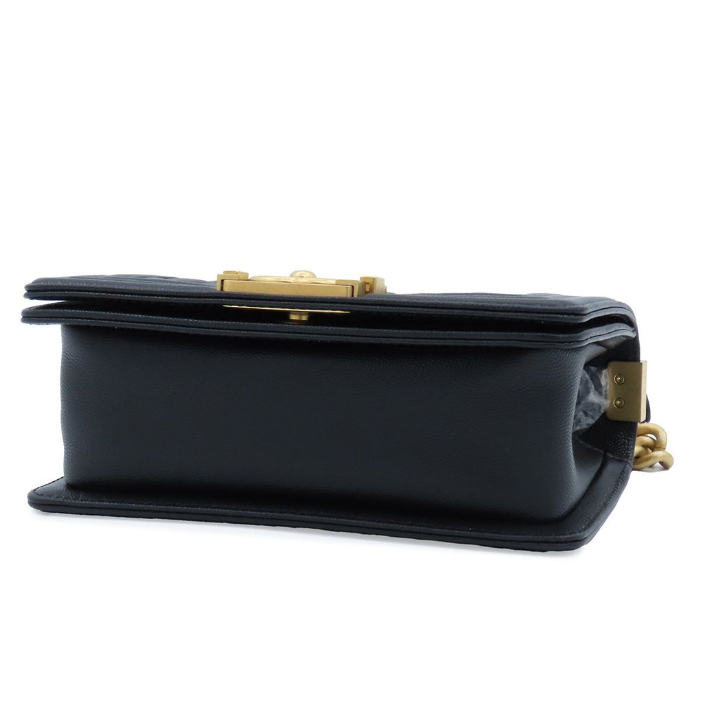 Chanel Boy Black Gold Caviar Leather 20 Small Chain Shoulder Bag — view 3