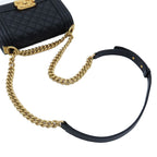 Chanel Boy Black Gold Caviar Leather 20 Small Chain Shoulder Bag — view 4