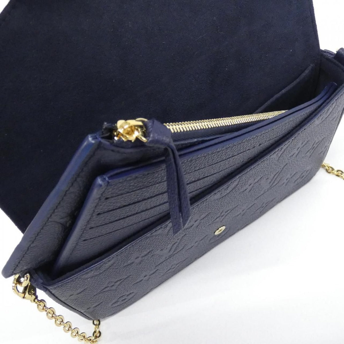 Louis Vuitton Monogram Empreinte Pochette Felicie Shoulder Bag Navy Blue — view 5