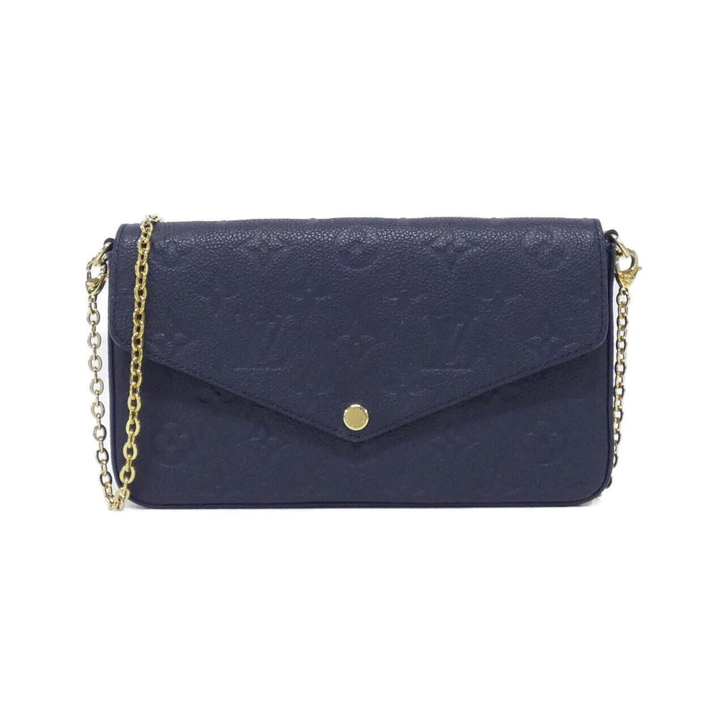 Louis Vuitton Monogram Empreinte Pochette Felicie Shoulder Bag Navy Blue