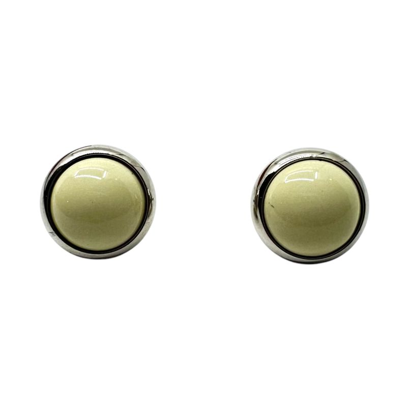 Hermes Eclipse Pierced Earrings Silver and White on Both Ears — view 4